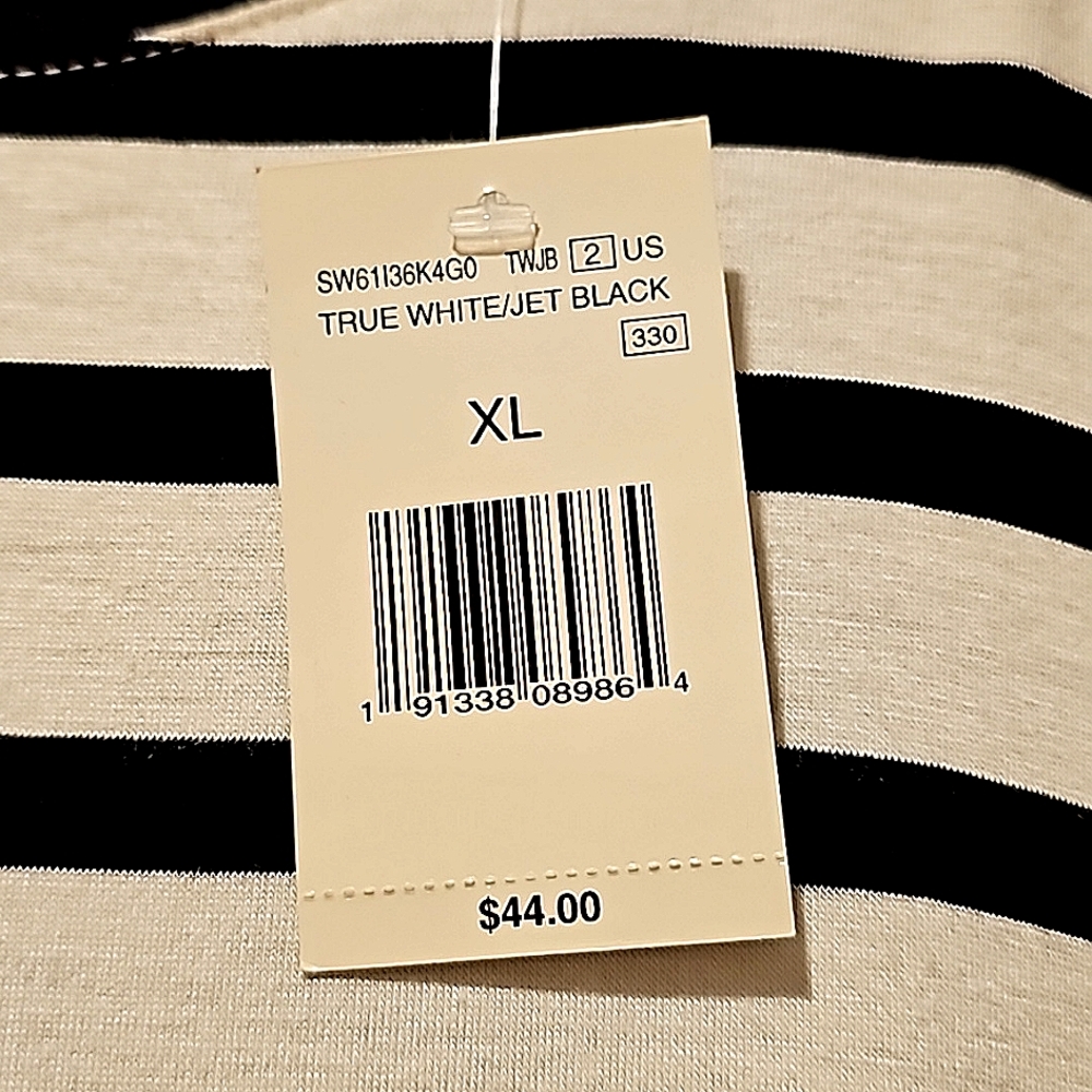 GUESS LOS ANGELES TUNIC TOP..BLACK & WHITE STRIPES WITH GUESS IN RHINESTONES - Picture 2 of 15